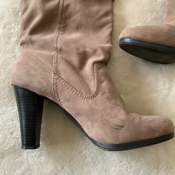 Zara suede slouchy fall heeled boots - Picture 3 of 8